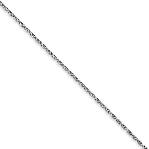 0.7mm 10k White Gold Solid Cable Rope Chain Necklace 24 Inch